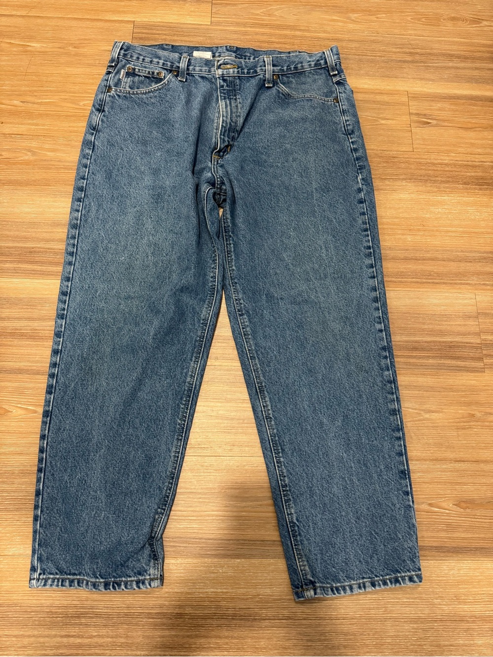 Carhartt Men's Relaxed Straight-Leg Jeans in Medium Blue size 40 X 30
